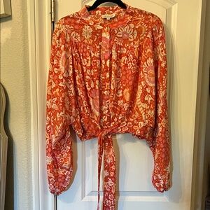 Rachel Zoe Orange Floral Blouse
